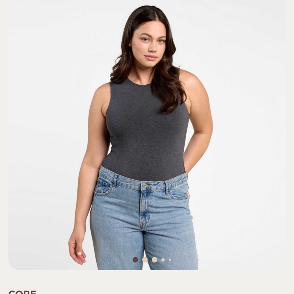 Nuuds Cotton Stretch crewneck tank bodysuit heather charcoal XL